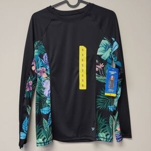 Speedo Performance Floral Swim Tee Rash guard Black S